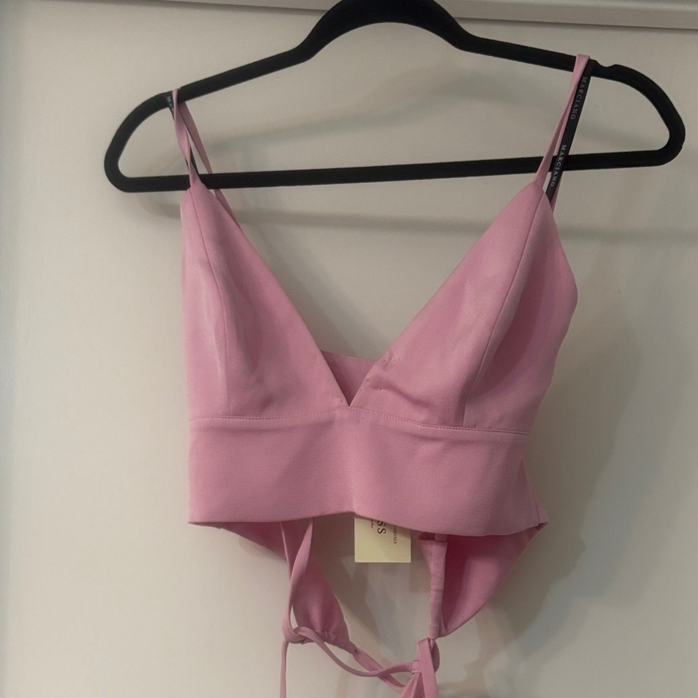 Marciano Pink V-Neck Tie-Back Crop Top